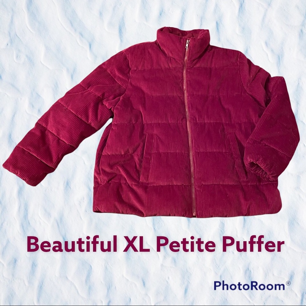 ON corduroy puffer in gorgeous deep raspberry shade